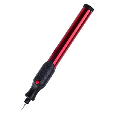 Electric Engraving Engraver Pen Carve Tool For DIY Jewellery Jewelry Metal Glass- Cordless Precision Engraver with Diamond Tip Bit-Red