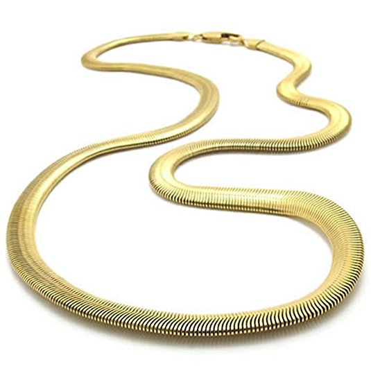 KONOV Stainless Steel Men's Necklace Snake Chain - Gold 6mm 24"