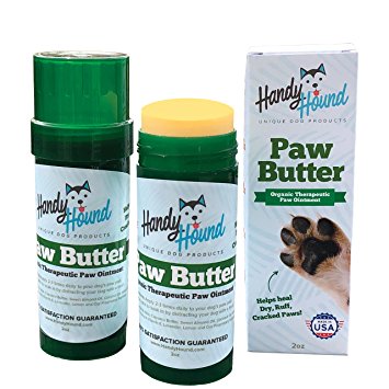 Handy Hound Paw Butter Balm Protection for Dogs | Organic Natural Moisturizer Vegan Wax for Dry Cracked Rough Paw Pads | Restore and Treat Cracked Chapped Dog Paws and Pads | 2 Ounce