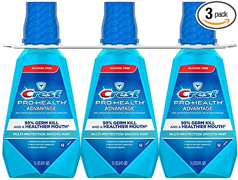 Crest ProHealth Advantage Rinse, Smooth Mint - 33.8 Fl. Oz. - 3 Pack