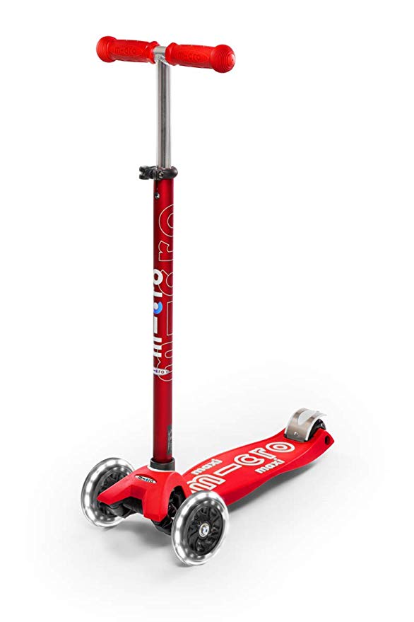 Micro Maxi Deluxe LED Kick Scooter (Red)