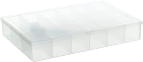 Darice Clear Plastic Floss and Craft Supply Organizer – Includes 100 Paper Bobbins – Keep String Neat, Organized and Untangled – 17 Deep Storage Compartments with Snap Closure