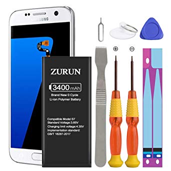 Galaxy S7 Battery ZURUN 3400mAh Li-Polymer Battery EB-BG930ABE Replacement for Samsung Galaxy S7 G930 G930V G930A G930T G930P with Screwdriver Tool Kit | S7 Battery Replacement Kit [2 Year Warranty]