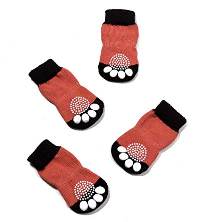 Pet Heroic Anti-Slip Knit Dog Socks&Cat Socks with Rubber Reinforcement, Anti-Slip Knit Dog Paw Protector&Cat Paw Protector for Indoor Wear, Suitable for Small&Medium&Large Dogs&Cats