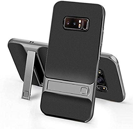 Ntron Dual Hybrid Shock Proof Kick Stand Back Cover Case for Samsung Galaxy Note 8 (Grey)