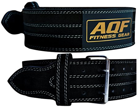 AQF Weight Lifting Nubuck Leather Power Belt Back Support Strap Gym Training Dip, Small, Medium, Large, XLarge, XXL