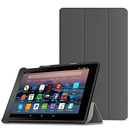 Infiland All-New Fire HD 8 2017/ Fire HD 8 2016 Case, Slim Lightweight Tri-fold Stand Cover For All-New Fire HD 8 (7th Gen, 2017 Release)/ Fire HD 8 (6th Gen, 2016 Release) 8" Tablet, Space Gray