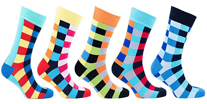 Socks n Socks-Men's 5-pair Luxury Fun Cool Cotton Colorful Dress Socks Gift Box …