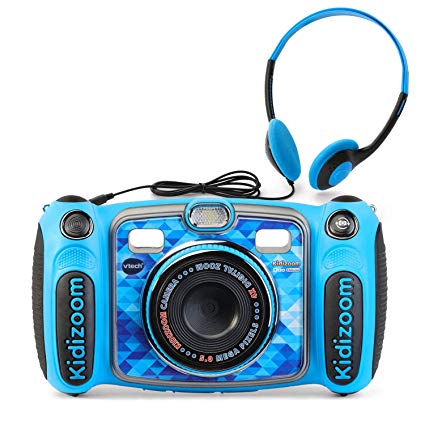 VTech Kidizoom Duo 5.0 Deluxe Digital Selfie Camera with MP3 Player & Headphones, Blue