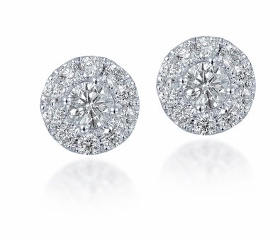 Diamond Studs Forever 34 Ctw Diamond Halo Earrings IGI USA Certified Screw Backs GHI1 14K White Gold
