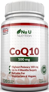 Nu U Nutrition CoQ10 100mg, 120 Coenzyme Q10 Capsules