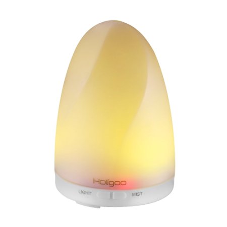 Holigoo Essential Oil Diffuser, 100ml Ultrasonic Cool Mist Humidifier Portable Aroma Diffuser, 7 Color LED Lights and Waterless Auto Shut-Off for Home Office Bedroom