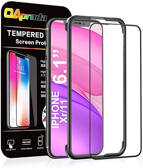 OAproda Compatible with iPhone 11/iPhone XR Screen Protector Edge to Edge Tempered Glass Screen Protector for iPhone XR/iPhone 11 Anti Scratch Full Coverage Bubble Free Case Friendly Easy to Install