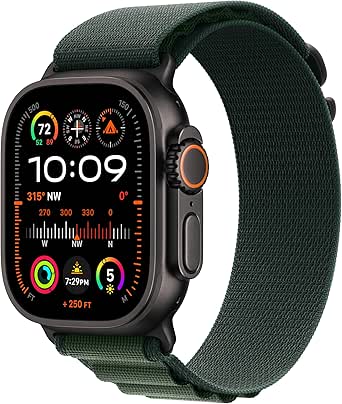 Apple Watch Ultra 2 [GPS   Cellular 49mm] Smartwatch, Sport Watch with Black Titanium Case with Dark Green Alpine Loop - M. Fitness Tracker, Precision GPS, Action Button, Carbon Neutral