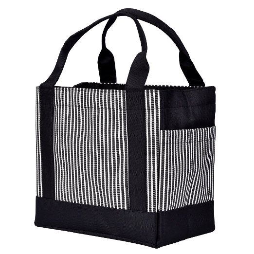 Lunch Bag Tote Outdoor Picnic Bag, Black Stripe