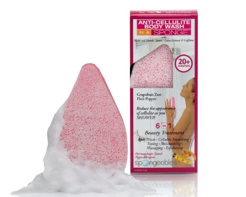 spongeables Zest Pink Pepper Anti-Cellulite Body Wash in a Sponge, Grapefruit, 4 Ounce