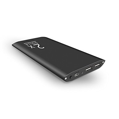 DULLA M50000 Portable Power Bank 12000mAh External Battery Charger, Ultra Slim Design with 2 USB Ports for iPhone7 7Plus 6s 6 Plus, iPad, Samsung Galaxy and More (black)