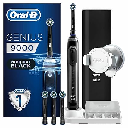 Oral B Genius 9000 Electric Rechargeable Toothbrush for adults- Black - With A 2 Pin Plug