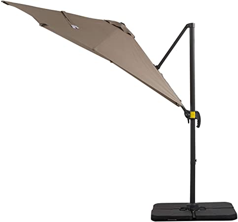 Outsunny 8’ x 8’ Square Offset 360 Cantilever Market Patio Umbrella with Cross Base -Brown