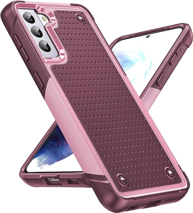 LeYi for S21 Plus Case, Samsung Galaxy S21  Plus Case for Women Girls, Dual Layer Protective Hard PC Back & Soft Bumper Resilient Shock Absorb Phone Case Cover for Samsung S21 Plus 5G, Red Pink