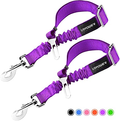 URPOWER Upgraded Dog Seat Belt 2 Pack Dog Car Seatbelts Adjustable Pet Seat Belt for Vehicle Nylon Pet Safety Seat Belts Heavy Duty & Elastic & Durable Car Seat Belt for Dogs, Cats and Pets