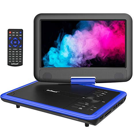 ieGeek 11.5" Portable DVD Player with SD Card Slot and USB Port, 5 Hour Updated Rechargeable Battery, Support Memory Playing, Loop Playing, Region Free, Blue