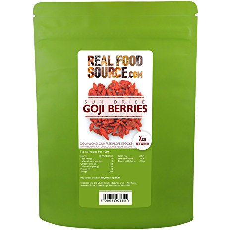 RealFoodSource Goji Berries 1kg Free From Preservatives & Sulphites