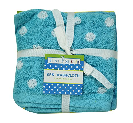 Jay Franco 6-Pack Froggy Woven Dot and Solids Washcloth Set