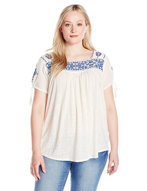 Lucky Brand Women's Plus Size Embroidered Top