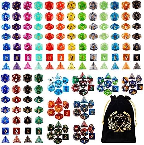DND Dice Set , 25 x 7 (175 Pieces) Polyhedron Dice 25 Colors Dice for Dungeons and Dragons Tabletop Role-Playing Games with 1 Large Flannel Bag