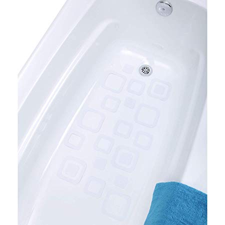 SlipX Solutions Adhesive Square Safety Treads Add Non-Slip Traction to Tubs, Showers & Other Slippery Spots - Design Your Own Pattern! (21 Count, Reliable Grip, White)