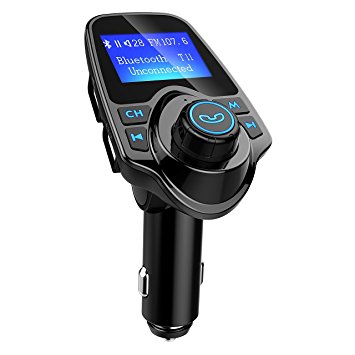 Bluetooth FM Transmitter, TOPELEK MP3 Player USB Car Charger Hands-Free Calling Audio Modulator Portable Wireless Radio Aux Car Kit with 3.5mm Audio Device TF Card Slot and U Disk 1.44-inch Screen