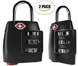 Acrodo TSA Lock Double Pack - All Metal Combination Padlock with Inspection Alert - Best Luggage Lock for Secure Travel - Steel Construction Environmentally Friendly TSA Approved Lock with Warranty