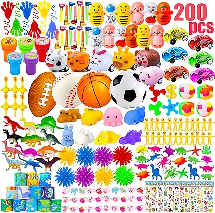 GOAUS Party Favors for Kids, 200 Pcs Easter Egg Fillers Small Toys Prizes Bulk,Goodie Bag Stuffers Pinata Fillers, Treasure Box Toys for Classroom, Prize Box Birthday Gift Bag Student Rewards