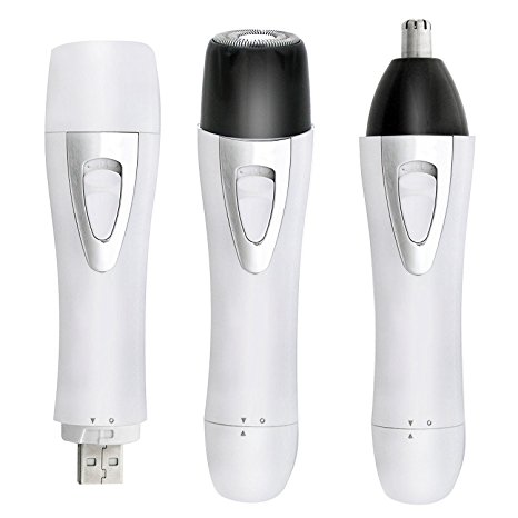 2 in 1 Women's Painless Hair Remover USB Charging Electric Hair Shaver - Body Shaver Nose Trimmer Facial Shaver ,Safe to Use For Any Unwanted Fine Hairs White