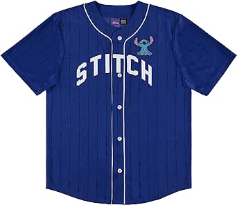 Disney Mens Lilo and Stitch Baseball Jersey - Mens Classic Lilo and Stitch Mesh Button Down Jersey Lilo and Stitch Shirt