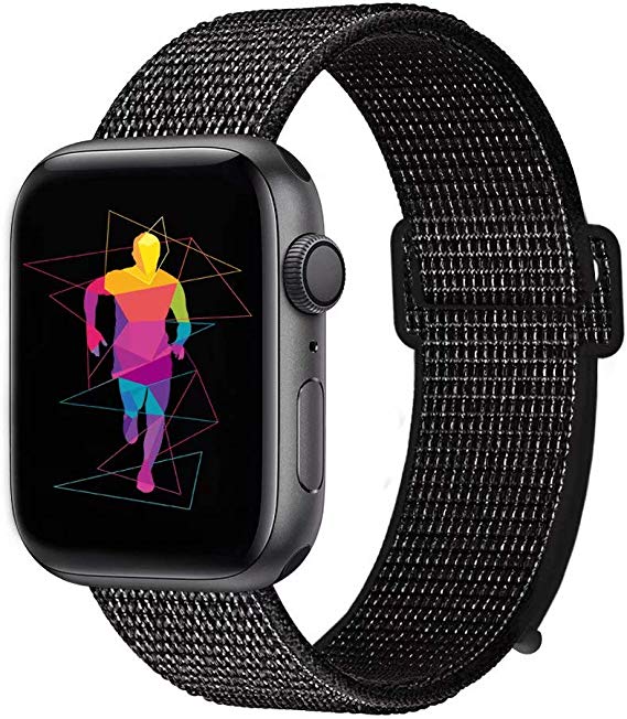 INTENY Sport Band Compatible with Apple Watch 38mm 40mm 42mm 44mm, Soft Lightweight Breathable Nylon Sport Loop, Strap Replacement for iWatch Series 4, Series 3, Series 2, Series 1