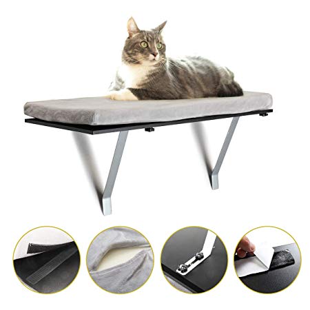 JAXPETY Cat Window Perch Kitty Balcony Sunbath Sunning Mounted Shelf Bed Couch Foam Seat