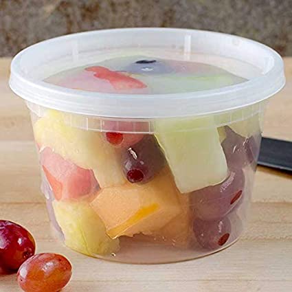 Microwavable Hot and Cold Translucent Plastic Deli Food Storage Container with Lid, 24-Pack 16 Oz)