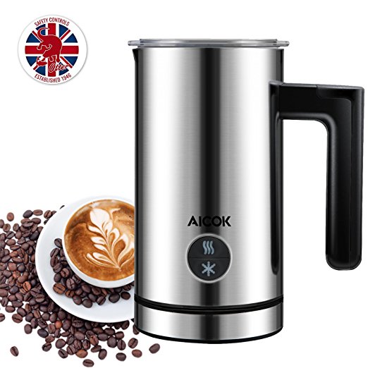 Aicok Milk Frother, Stainless Steel Electric Milk Steamer - 300ML Large Capacity, Heater Foamed for Coffee, Latte, Cappuccino