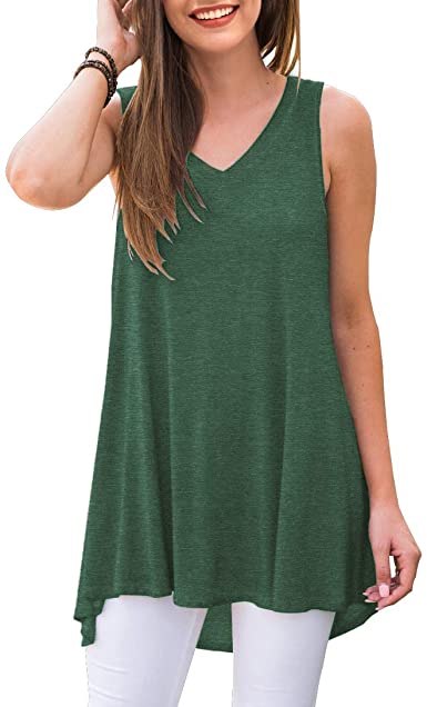 AWULIFFAN Women's Summer Sleeveless V-Neck T-Shirt Tunic Tops Blouse Shirts