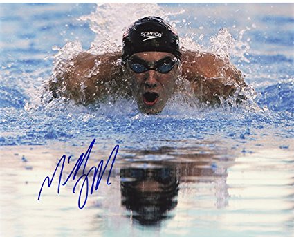 Michael Phelps Olympic Gold Medals Autographed Signed 8 x 10 Photo -- COA - (Near Mint Condition)