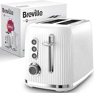 Breville Bold White 2-Slice Toaster with High-Lift and Wide Slots | White and Silver Chrome [VTR037]