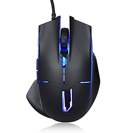 SENDIS Gaming Mouse Professional Game Mice 800/1200/1600/2000/2400 DPI with 6 Buttons Adjustable for PC Laptop Desktop Notebook - Black