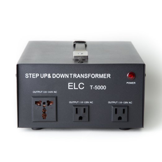 ELC T-5000 5000-Watt Voltage Converter Transformer - Step Up/Down - 110V/220V - Circuit Breaker Protection