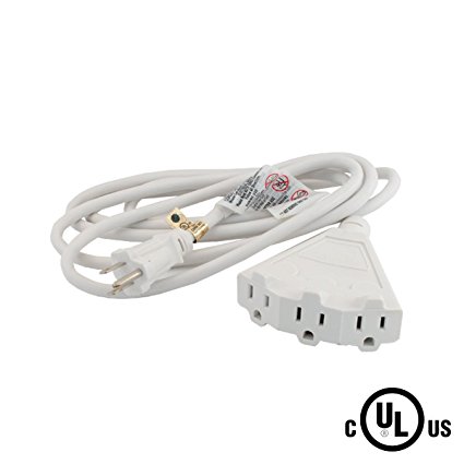 Uninex 8Ft 16/3 AWG Gauge SJTW Power Block Medium Duty Extension Cord Indoor/Outdoor With Triple ( 3 ) Outlet Power Strip UL White