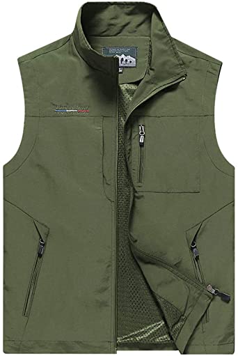 Mens Work Vest Summer Travel Photo Vest Cargo Sleeveless Jackets with Pockets