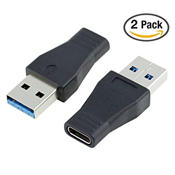 [2 in 1 Pack] Joyshare USB 3.0 Male (USB-A) to USB 3.1 Type C (USB-C) Female Connector Converter Adapter for USB Type-C Devices - Black