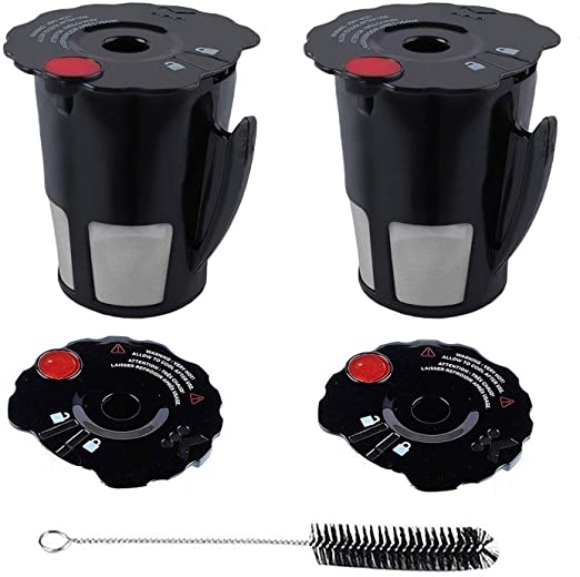 119367 Reusable Coffee Filter Compatible with Keurig My K-Cup 2.0 Filter,Refillable Pod Coffee Makers,Replace K200,K350,K400,K475,K500 Series with Coffee Lid Cleaning Brush BPA Free Ground (2pack)