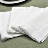 White Linen Hemstitched Dinner Napkins- Set of 4 18 X 18 Ladder Hem Stitch Cloth Napkin
